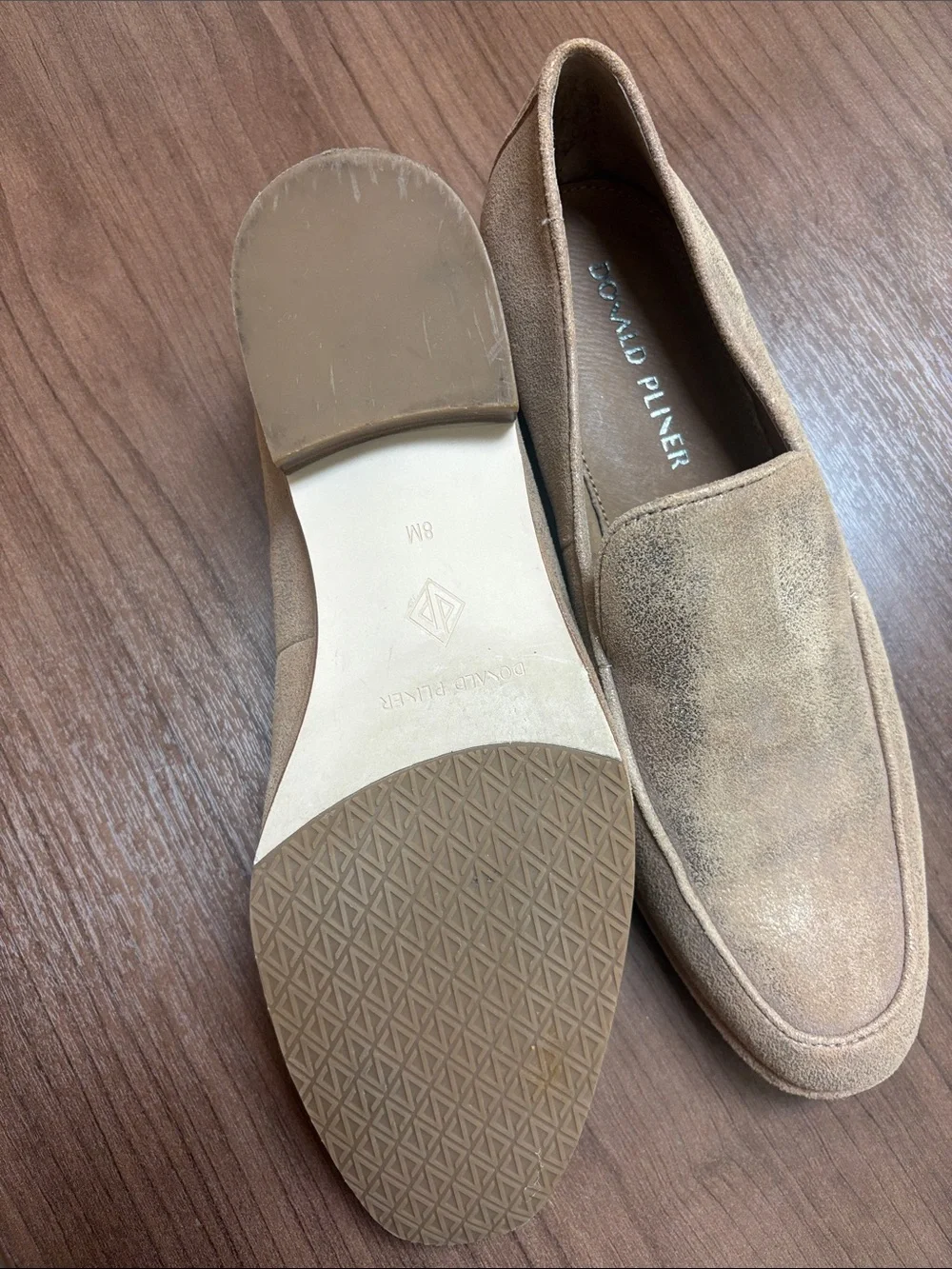 Donald Pliner Tamryn loafers brushed metallic leather/suede finish shimmer